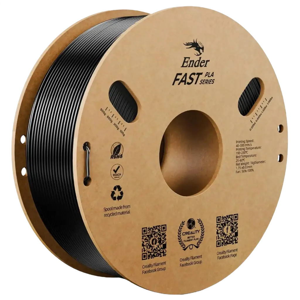 Creality Ender Fast PLA Filament 1kg – Black | High-Speed 300mm/s, Ender-Optimized