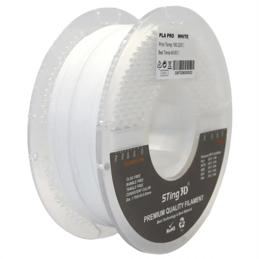 3D Pizza PLA Pro Filament 1kg – 1.75mm - White | High-Strength, Easy-Print & Smooth Finish