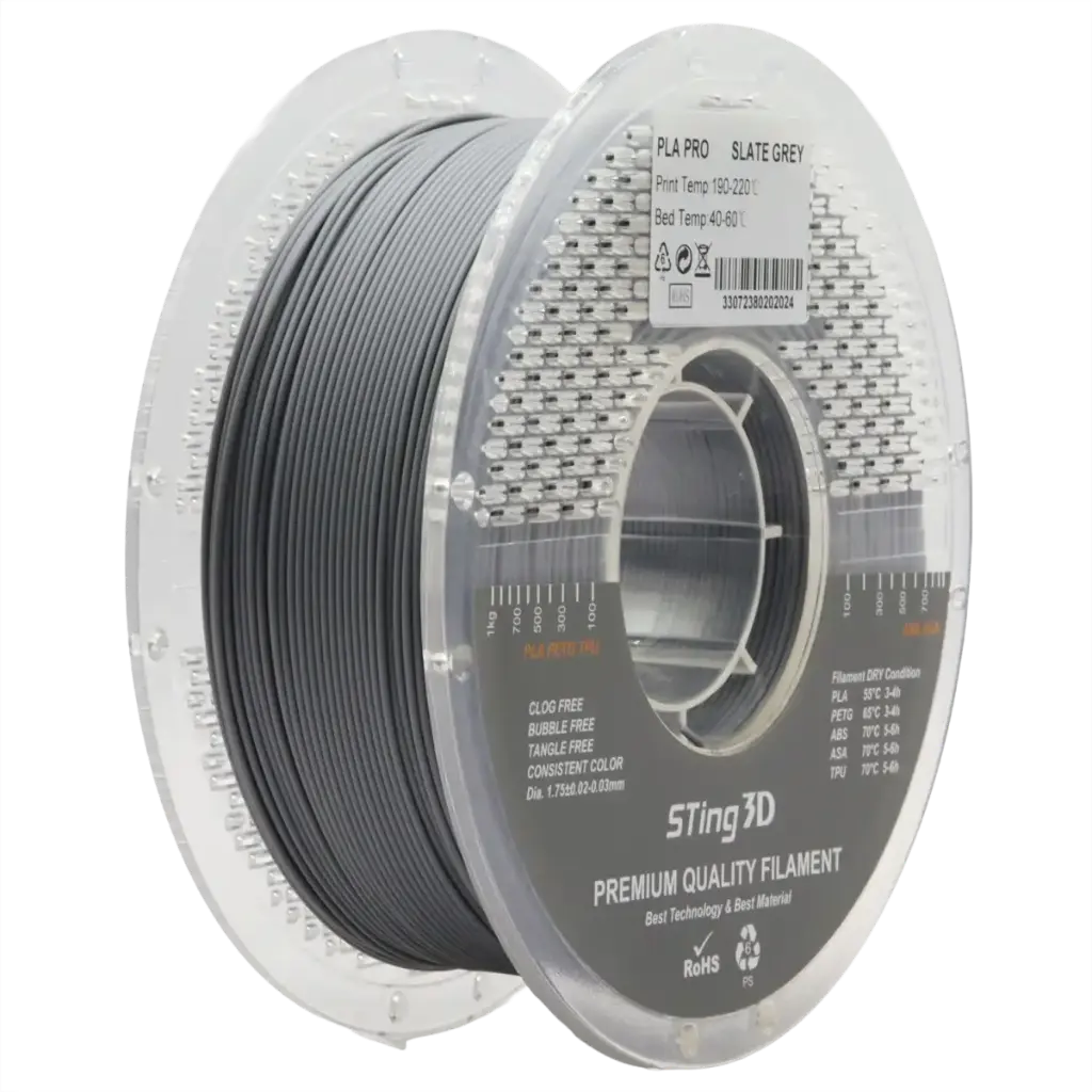 3D Pizza PLA Pro Filament 1kg – 1.75mm - Slate Grey | High-Strength, Easy-Print & Smooth Finish