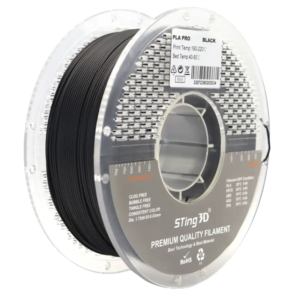 3D Pizza PLA Pro Filament 1kg – 1.75mm - Black | High-Strength, Easy-Print & Smooth Finish