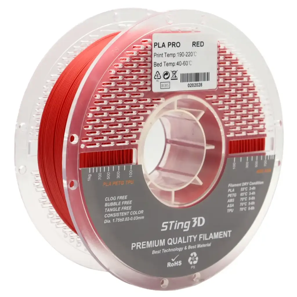 3D Pizza PLA Pro Filament 1kg – 1.75mm - Red | High-Strength, Easy-Print & Smooth Finish