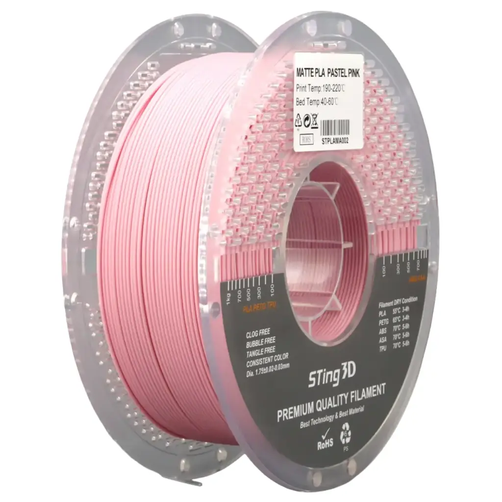3D Pizza PLA Pastel Matte Filament 1kg - Pastel Pink | Easy-Print, Smooth Finish & High Precision