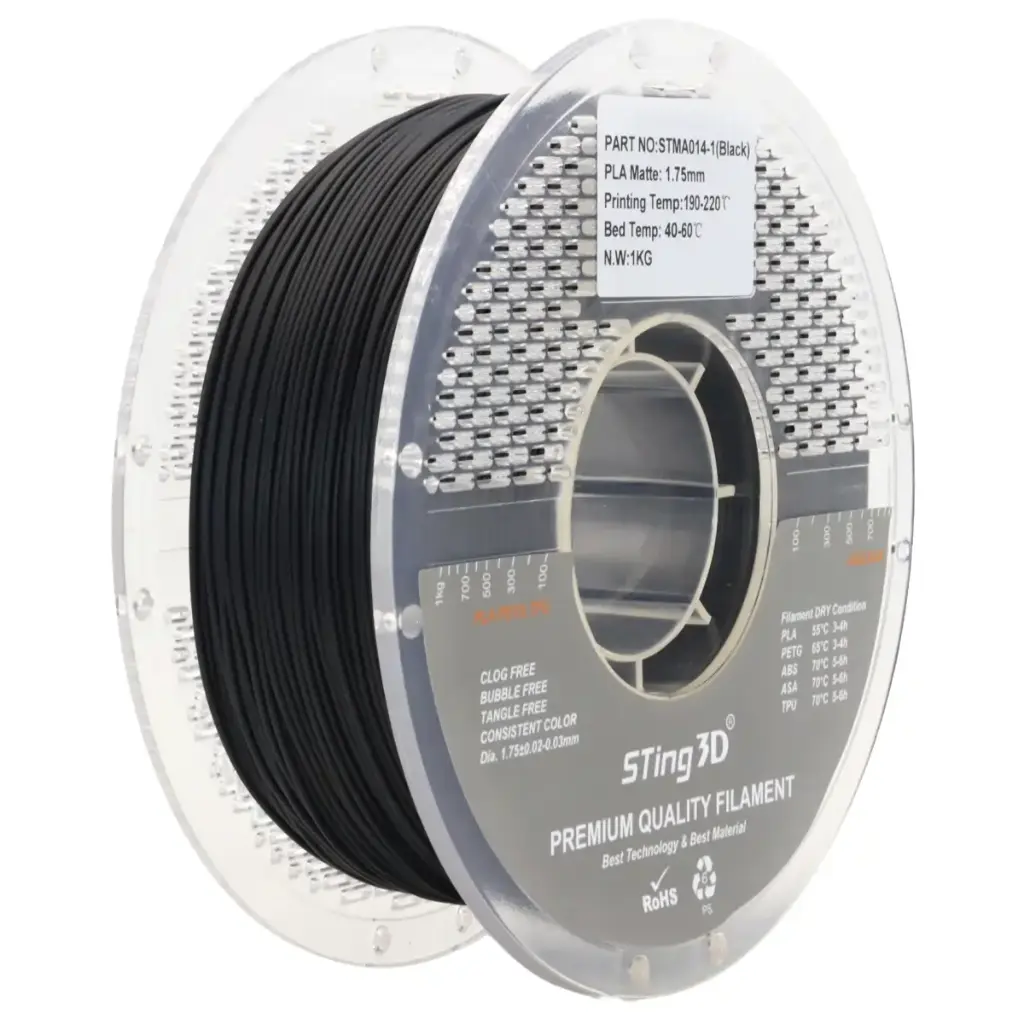 3D Pizza PLA Matte Filament 1kg - Black