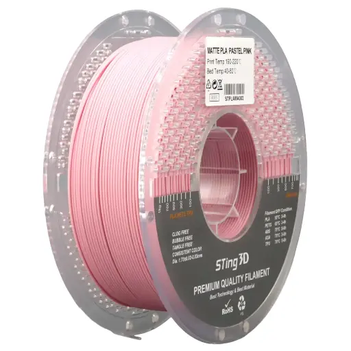 3D Pizza PLA Pastel Matte Filament 1kg - Pastel Pink | Easy-Print, Smooth Finish & High Precision