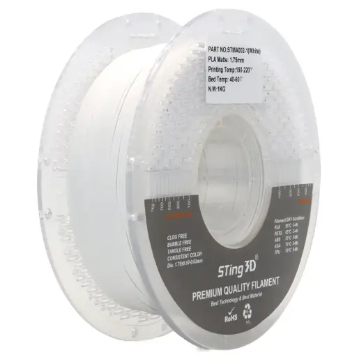 3D Pizza PLA Matte Filament 1kg - White